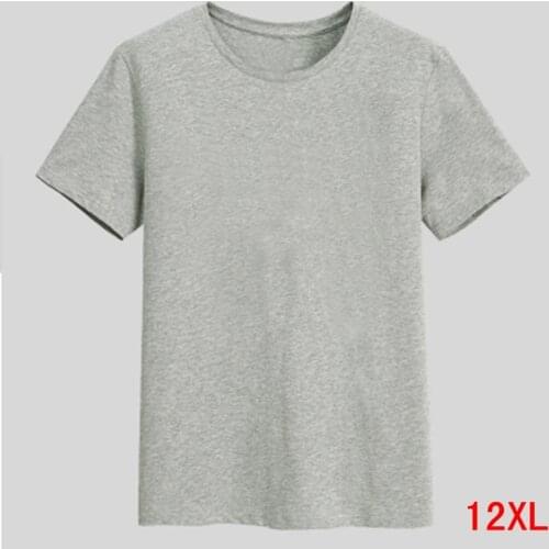 Mens Big T-Shirt Large Size 5XL 6XL 7XL 8XL 9XL 10XL 11XL 12XL Short Sleeve Round Neck Loose Casual Black Gray White