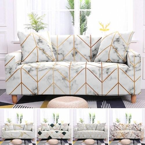 Geometric Slipcovers Marble Pattern Sectional Elastic Stretch Sofa Cover for Living Room Couch Cover L Shape Armchair Cover