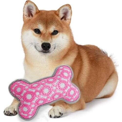 A Pet Dog Toys Bone Shaped Dogs Bite Resistant Plush Toy Puppy Squeaky Toy Squeaky Sound Funny Toy Pet Molar Chew Toys