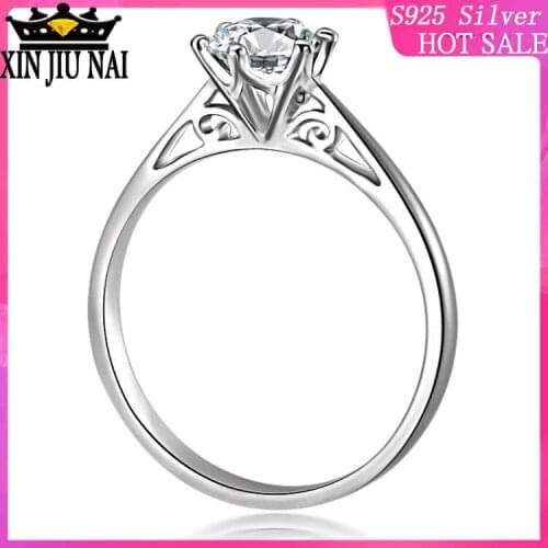 925 sterling silver 0.5carat Classic Simple Six-Claw Proposal Wedding Womens Ring plata de ley 925 diamond rings for women