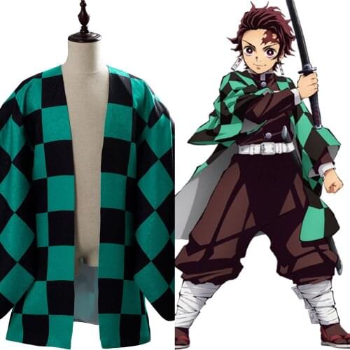 Demon Slayer Kimetsu no Yaiba Kamado Tanjirou Cosplay Costume Cloak Cape Suit Uniform Coat