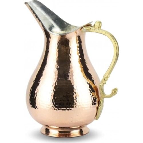Forged Copper Jug, Turkish Handmade Nickel Plated Copper Jug, Water, Cocktail Service Jug, 2 Lt