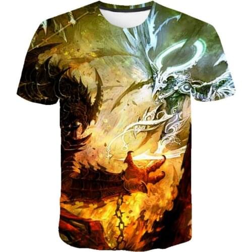 Summer 2021 New! Best Selling Violent Monster 3d Print T-shirt, Psychedelic Abstract Dragon Crew Neck T-shirt Best Selling
