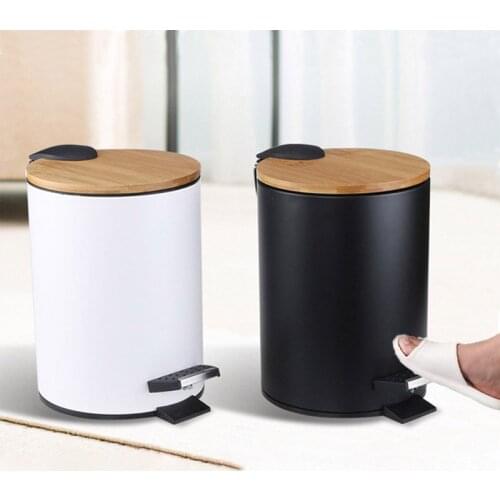 Metal Trash Bin 3L 5L Kitchen Garbage Can With Lid Hotel Foot Pedal Dustbin Waste Basket Rubbish Bin Garbage Storage Bucket