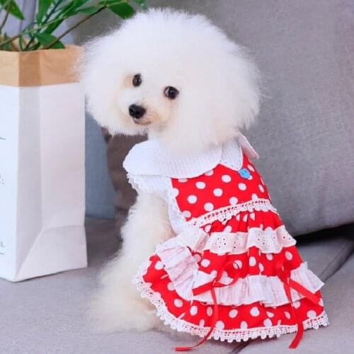Cute Dots Dog Dress Summer Pet Skirt Girl Dog Clothing Princess Costumes Yorkshire Pomeranian Poodle Bichon Schnauzer Dresses