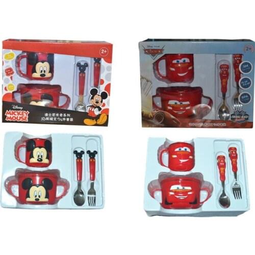 Disney Ear Bowl Spoon Fork Cup Childrens 4 Piece Tableware Set