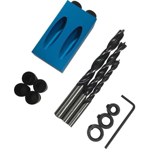 15 Degree Angle Woodworking Oblique Hole Locator Drill Bits Jig Kit Drill Guide Set DIY Carpentry Tools