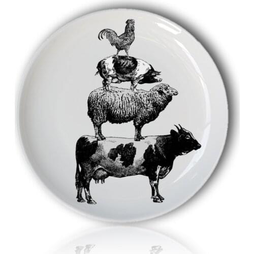 Terrestrial organism animal creature Sketch Wall Porcelain decorative hanging plate artistic ceramic craft background decoration