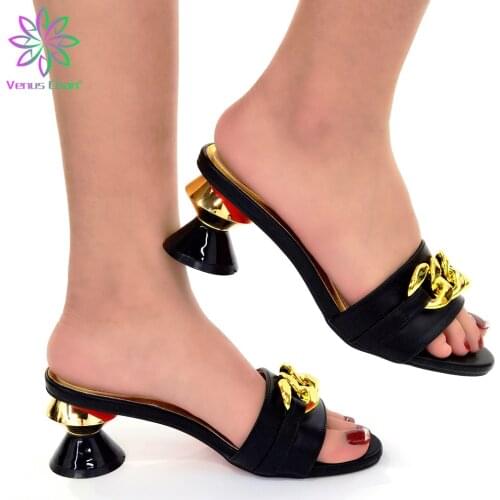 New African Women Party Pumps Decorated with Metal Shoes for Wedding Women Ladies Shoes and Sandals Size 44 Women Shoes