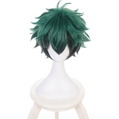 My Hero Academia Midoriya Izuku Short Wig Cosplay Costume Boku no Hero Academia Synthetic Green Mix Black Hair Party Wigs