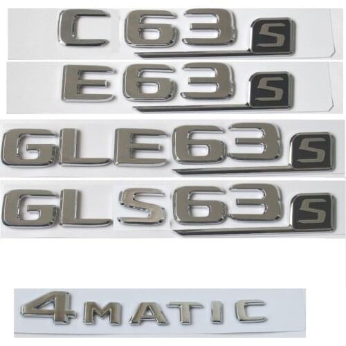 Flat Chrome Letters Number Trunk Emblem Emblems Badges for Mercedes Benz AMG C63 C63s E63s S63 S CLS63s GLE63s GLS63s 4MATIC