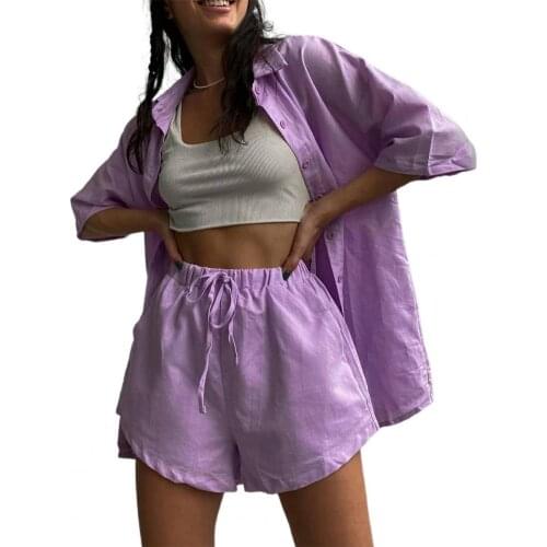 Casual Lounge Wear Summer Green Tracksuit Women Shorts Set Short Sleeve Shirt Tops And Loose Mini Shorts Two Piece Set 2021