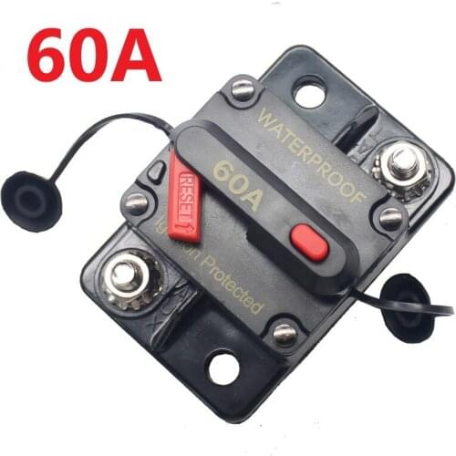 60A Circuit Breaker Fuse Reset 12-48V DC Car Boat Auto Waterproof Surface Mount Battery Overload Protector