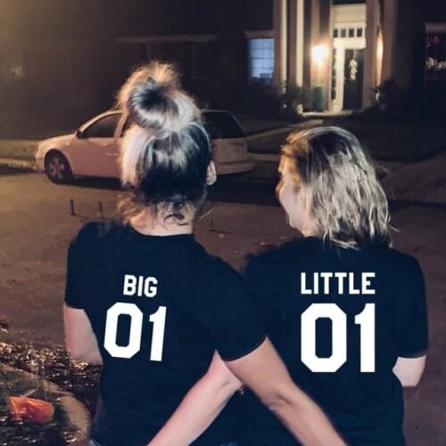 Big Little Shirts Summer Short Sleeve Matching Sister Tshirts Big 01 Little 01 BFF Tee Tops Best Friend T Shirts for Girls