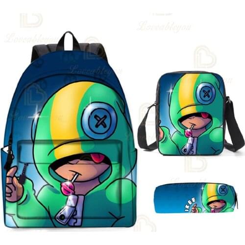 Leon Shooter Kids Backpack Leon Shooting Game Spike Print Backpacks Boys Girls Cartoon Bags Tops Teen School Bag