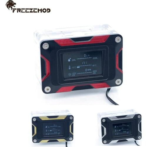 FREEZEMOD Intelligent LCD Flow Meter Temperature Flow Velocity Water Cooling Electrical Detection Fan Speed Thermonmeter For MOD