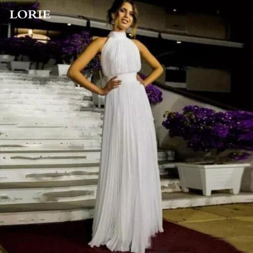 LORIE Boho Wedding Dresses Chiffon High Neck Sleeveless Cheap Bridal Gowns Vestido de novia Beach Wedding Gowns