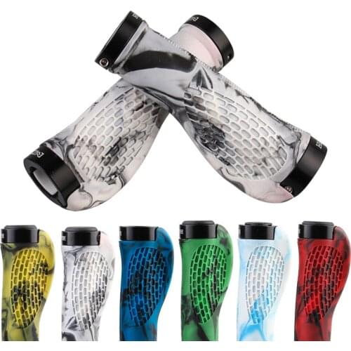 Bike Handlebar Grips Ergonomic Design Bicycle Handlebar Grips Widen Holding Surface Rubber Bike Grips with Aluminum Lock Bicycle
