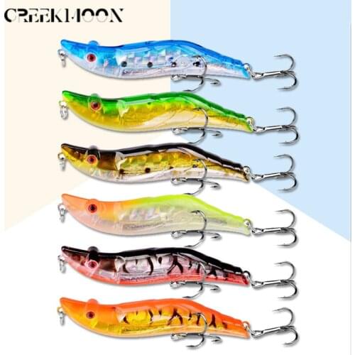 6pcs/lot 3D Eyes 8cm 15g Topwater Vobler Fishing Lure Pencil Bait Fishing Pike Lures Pesca Wobblers for Fish Crankbait 6# Hooks