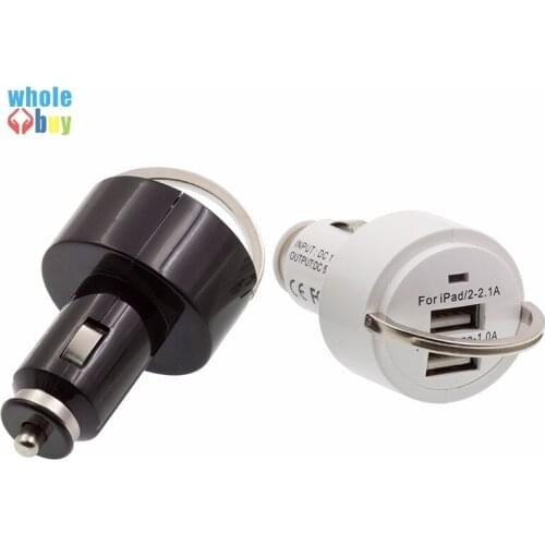 High quality DC 5V 3.1A Dual USB metal Pull Ring Car Charger for mobile phone USB Power Mobile Device wholesale 100pcs/lot