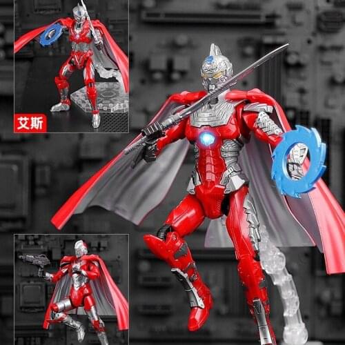 Bandai Japan Anime Ultraman Hand-made Model Toys First Generation Seventh Super Action Figure Deformation Mecha Set