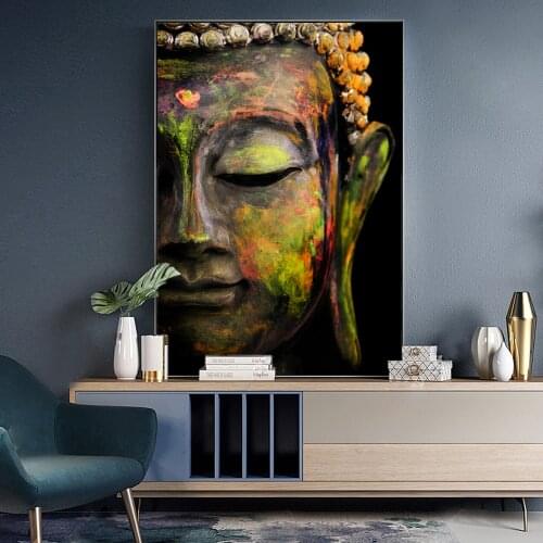 Vivid Large Buddha Face Wall Art Canvas Prints Modern Buddhism Canvas Art Paintings For Living Room Wall Art Canvas Pictures