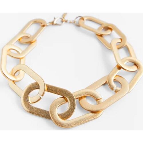 ZA Vintage Hyperbole Statement Gold Chain Necklace Women 2021 New Gothic Long Choker Womens Necklace Trendy Jewelry Gifts