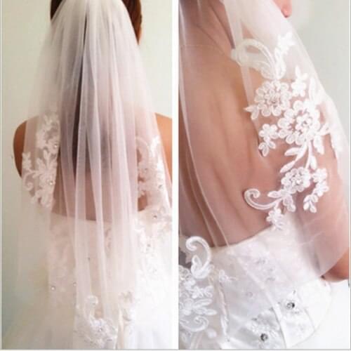 Women White Bride Hens Night Prop Head Hair Trim lace Wedding Veil WITH COMB 2022