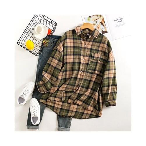 Women Summer Shirts Kawaii Lovely Retro Vintage Loose Plaid Shirt Casual Female Sweet Punk Tunic For Girl Womens Cute Top