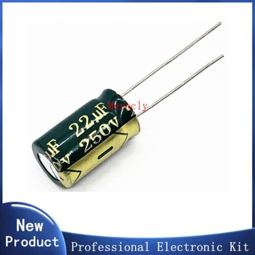 6pcs/lot S113 high frequency low impedance 250v 22UF aluminum electrolytic capacitor size 10*17 22UF 20