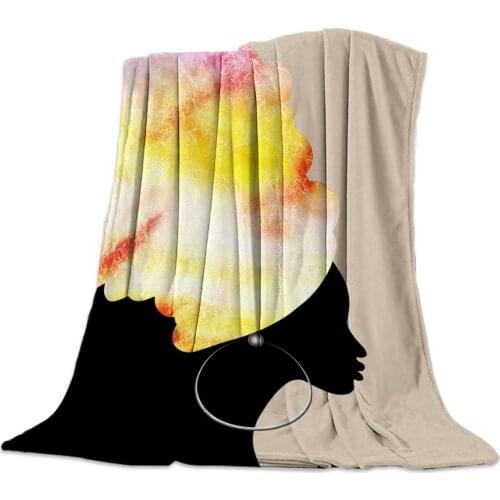 African Women Hat Gradient Throw Blanket Warm Microfiber Blanket Bedroom Sofa Supplies Blankets for Beds