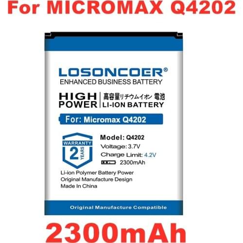 LOSONCOER 2300mAh Q4202 Replacement Phone Batteries for Micromax Q4202 Mobile Phone battery