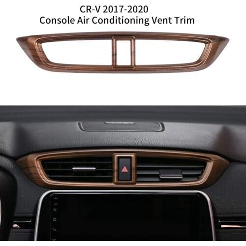 Car Central Air Conditioning Wind Outlet Panel Dashboard Stickers Peach Wood Grain Moulding for Honda CR-V CRV 2017-2020