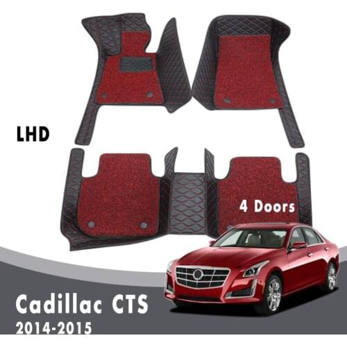 Car Floor Mats For Cadillac CTS 4 Doors 2015 2014 Carpets Luxury Double Layer Wire Loop Auto Interior Leather Protector Covers