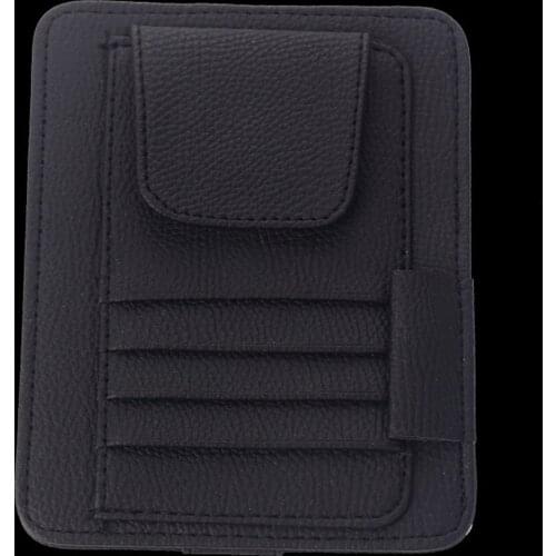 Car Sun Visor Organizer Holder Multi-function Glasses Card Clip Leather Holder Universal Car Auto Card Clip Pouch Bag Orange