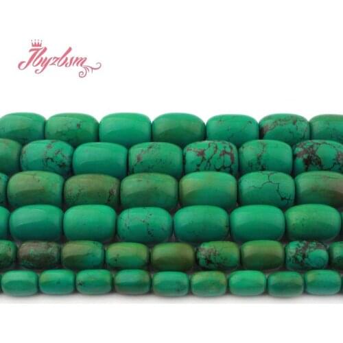 8x12.10x14.12x16.13x18.15x20mm Column Green Turquoises Stone Beads For DIY Necklace Bracelets Jewelry Making 15" Free Shipping