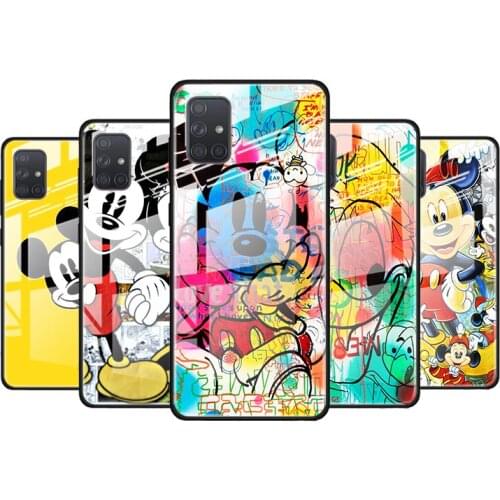 Mickey and Minnie cute for Samsung Galaxy S21 Ultra A71 A51 4G 5G A91 A81 A41 A31 A21 A11 A01 Tempered Glass Phone Case