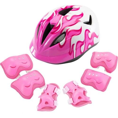 7pcs/set Kids Bicycle Helmet Elbow Wrist Kneepad Sport Cyling Bike Helmet for Children Skateboard Scooter Roller