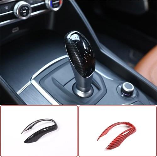 Red Carbon Fiber ABS Plastic Gear Shift Head Cover Trim For Alfa Romeo Giulia Stelvio 2017-2019 Car Accessories