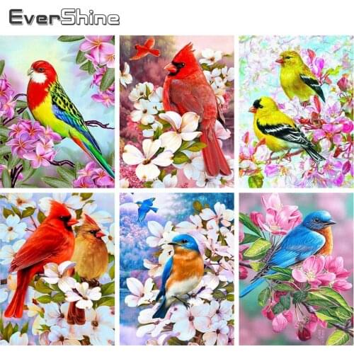 Evershine 5D DIY Diamond Painting Flowers And Birds Diamond Embroidery Cross Stitch Animals Rhinestone Mosaic Home Decoration