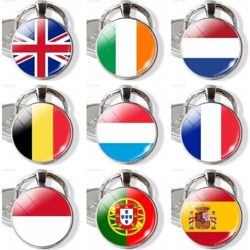 European Flag Key Ring Key Ring Wholesale UK France Russia Sweden Finland Belgium Ukraine