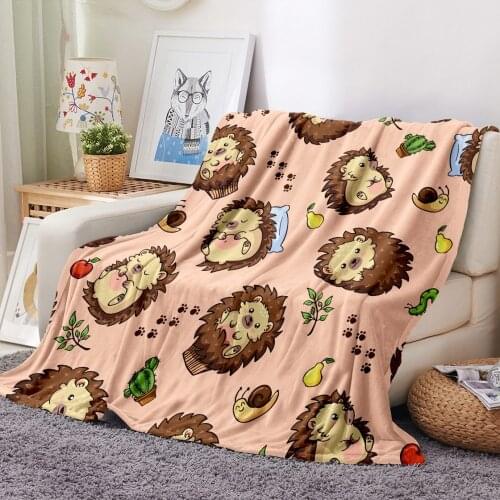 Cartoon Animals Flannel Blanket Hedgehog Coral Fleece Blanket Home Textile Throw Blanket Sofa Soft Colorful Fluffy Blanket