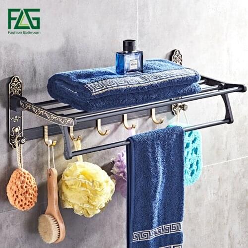 FLG Whole Space aluminum towel rack bath shelf Active towel rack bathroom towel holder black towel shelf european