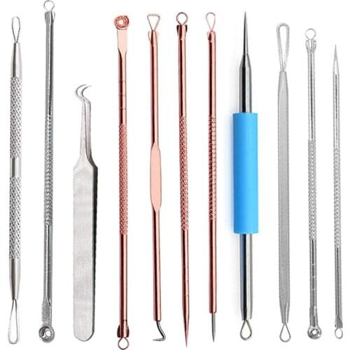 Stainless Steel Acne Extractor Remover Black Dots Spots Face Cleaner Acne Needles Acne Treatment Blemish Pimples Acne Needles