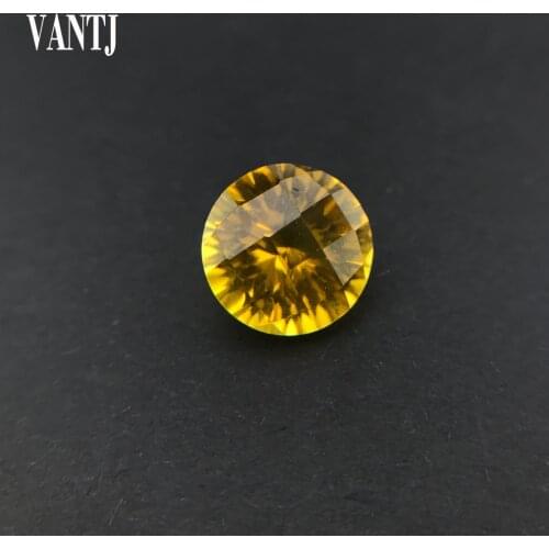 VANTJ Natural Citrine Loose Gemstone Concave Round Cut Checkboard for Diy Jewelry Mounting Women Party Gift Wholesale