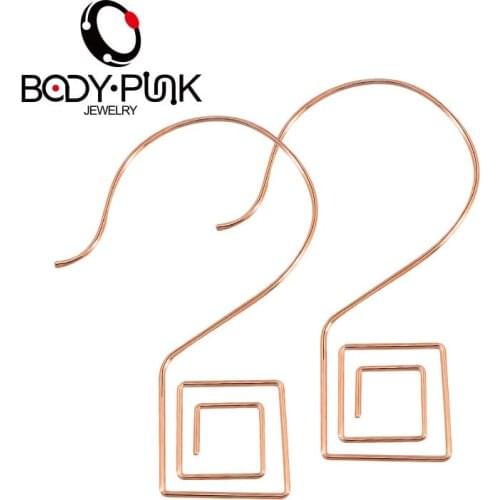 Body Punk 2018 New Arrival Surgical Stainless Steel Large Hula Rose Gold Hoop Spiral 1mm 18g Earring Hoop Jewelry for Women 2pcs