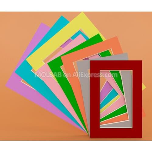 6/7/8inch Photo Mats DarkRed/Gray/Orange/Green/Pink/Yellow/Blue/Purple Paperboard Mount For Picture Frame Passe-Partout 6PCS/Lot