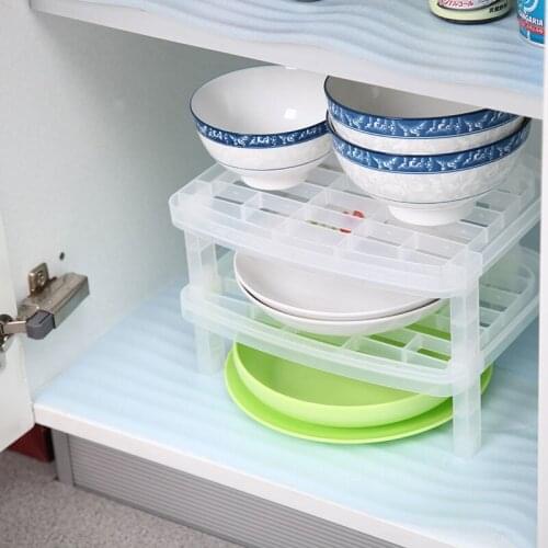 Creative Foldable Tableware Shelf Kitchen Multifunction Bowl Dish Stackable Drain Rack Transparent Cabinet SpaceSave Organizer