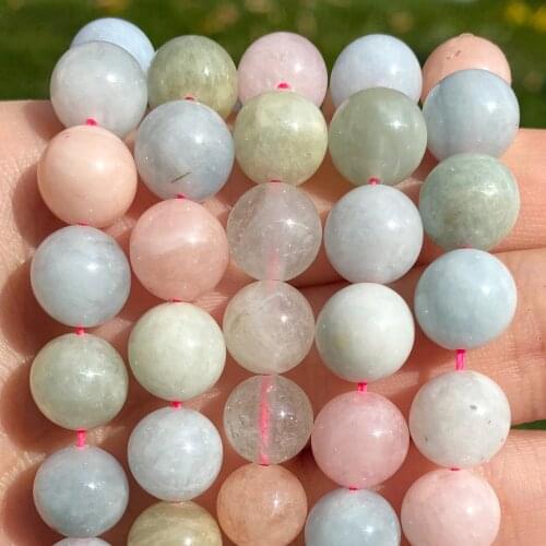 Natural morganite Stone Round Loose Beads For Jewelry Making 15inches/strand 6/8/10mm Beads Making Bracelet Diy Jewelry