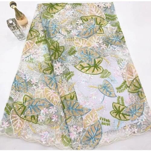 2021 Hot Sale Green African Dry Lace fabric High Quality Nigerian Sequins Lace French Tulle Net Lace fabric for Wedding Dress